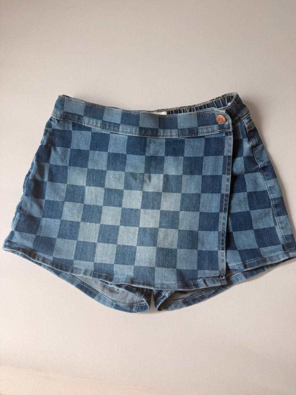Abercrombie Kids Blue Checkered Denim Shorts Size 11/12